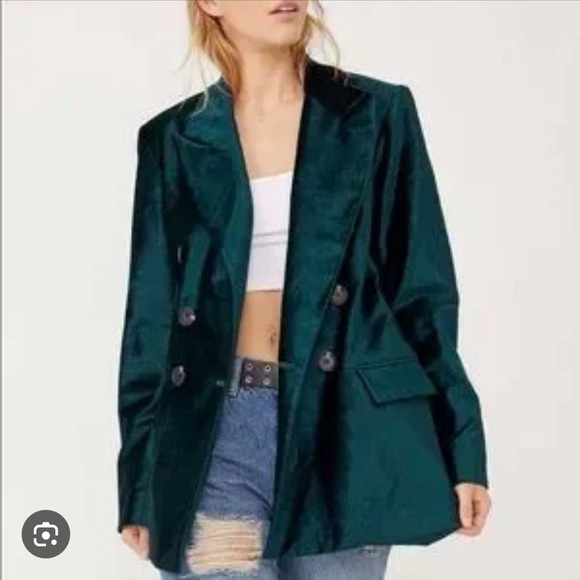 Free People Jackets & Blazers - Free People Ashby velvet blazer - jade green NWT